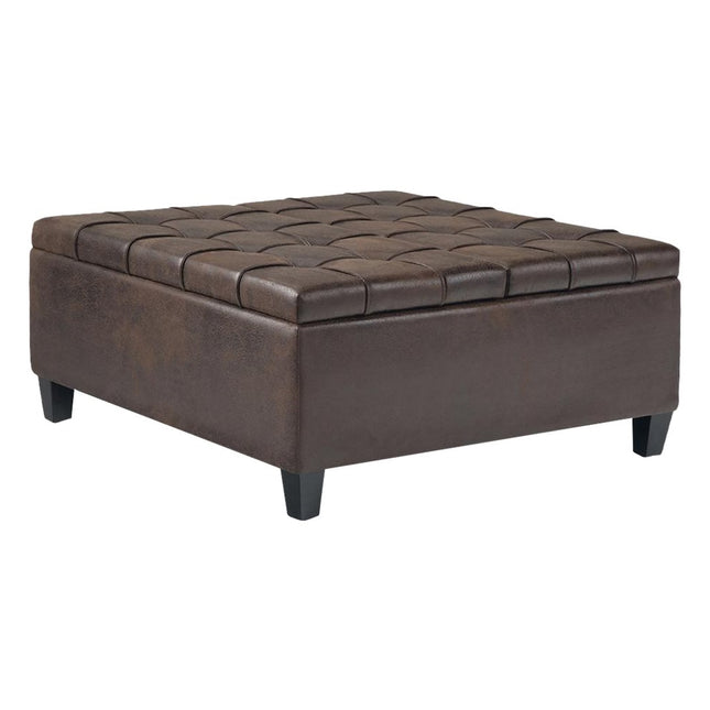 Harrison 36 in. Wide Transitional Square Coffee Table Storage Ottoman