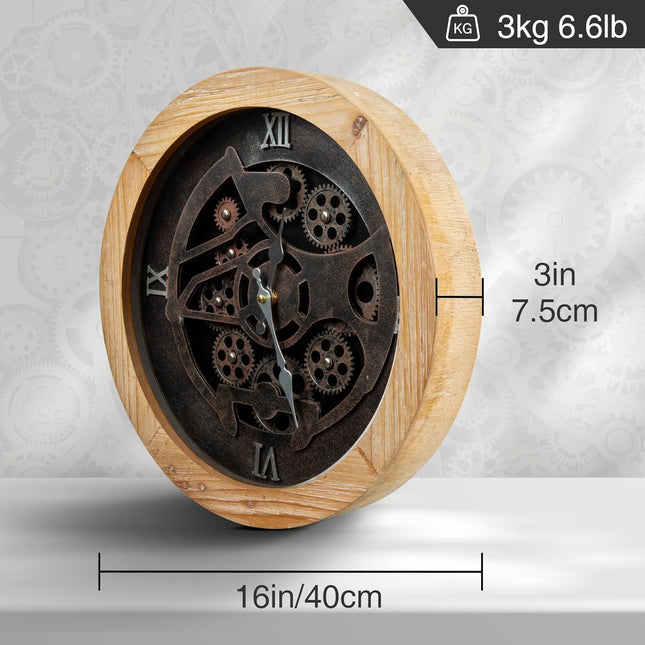 16 inch Large Wall Clocks with Moving Gears
