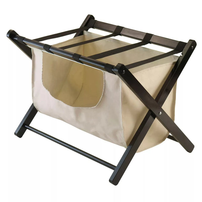 Dora Luggage Rack with Removable Fabric Basket Walnut Brown