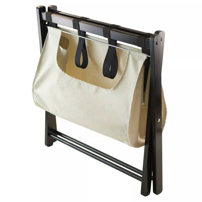 Dora Luggage Rack with Removable Fabric Basket Walnut Brown