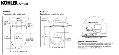 Kohler Premium Bidet Toilet Seat with Remote Control