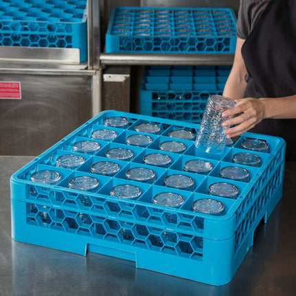 OptiClean™ 25-Compartment Divided Glass Rack - Carlisle Blue