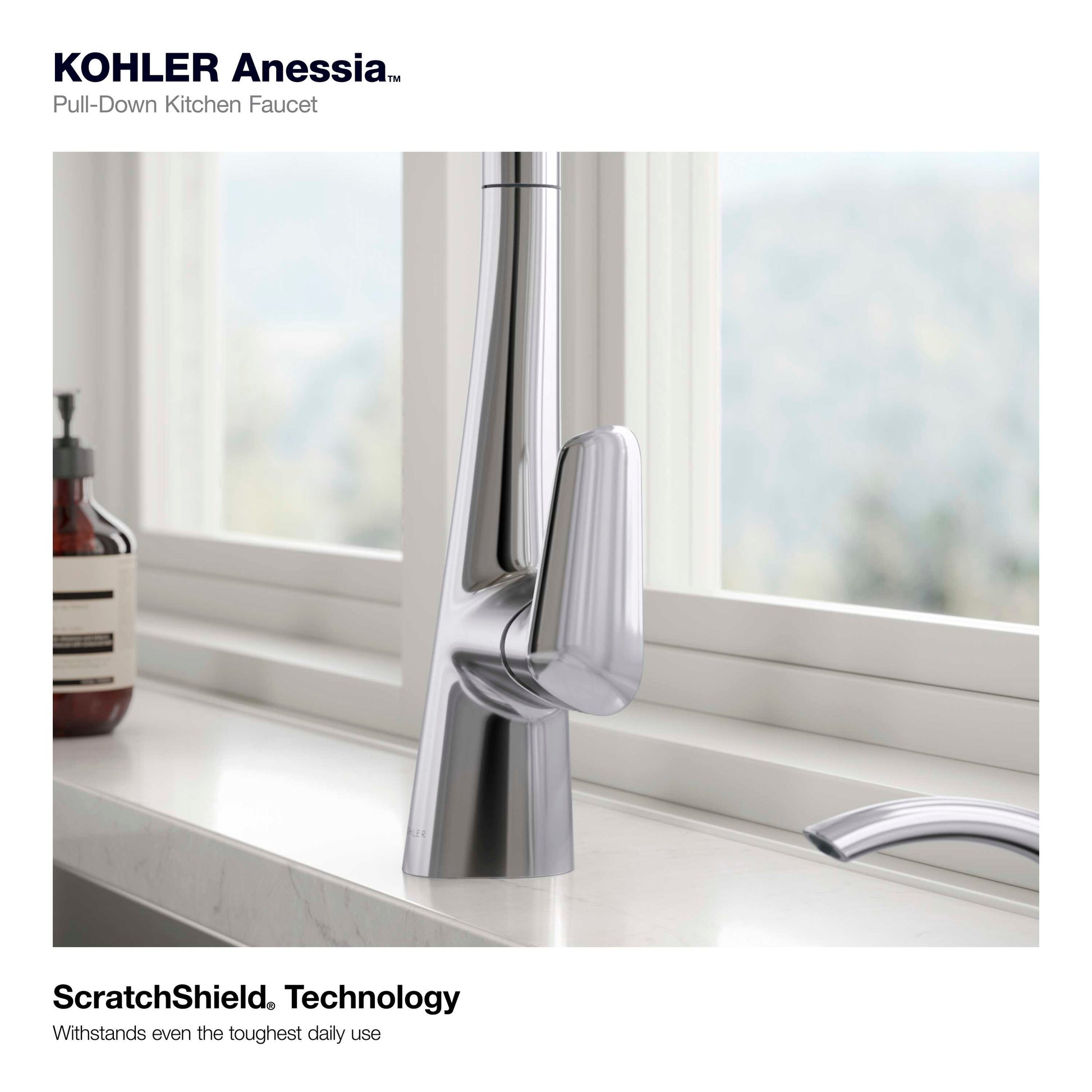 Kohler Anessia Touchless Pull-Down Kitchen Faucet with Optional Deck P