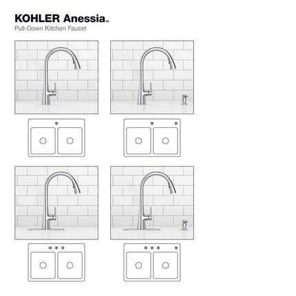 Kohler Anessia Touchless Pull-Down Kitchen Faucet with Optional Deck P