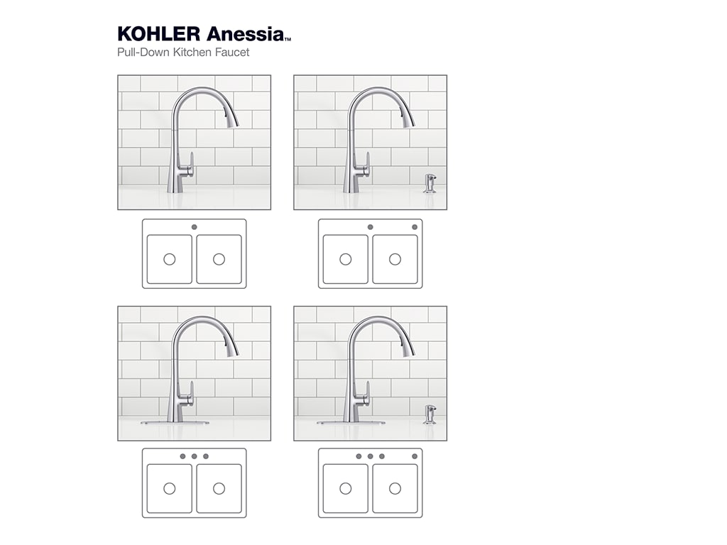 Kohler Anessia Touchless Pull-Down Kitchen Faucet with Optional Deck P