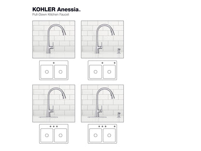 Kohler Anessia Touchless Pull-Down Kitchen Faucet with Optional Deck P