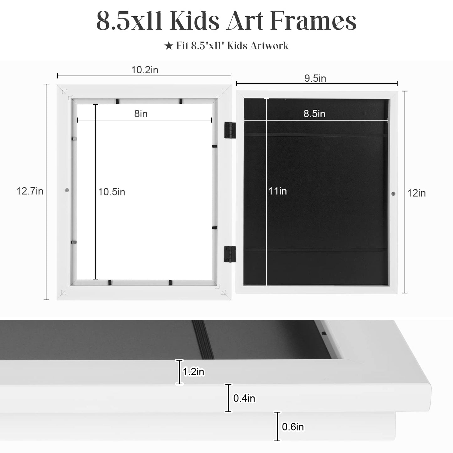 8 Pack - Kids Art Frame, 8 x 11.5 Inch White Kid Artwork Picture Frame Display