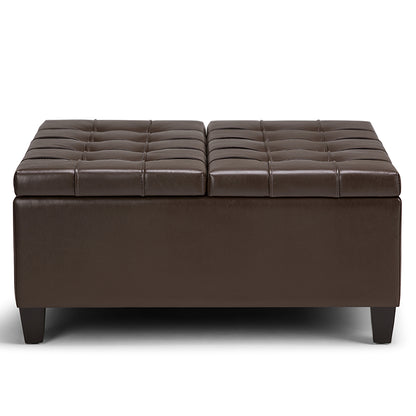 Harrison 36 in. Wide Transitional Square Coffee Table Storage Ottoman