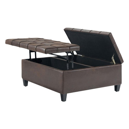 Harrison 36 in. Wide Transitional Square Coffee Table Storage Ottoman