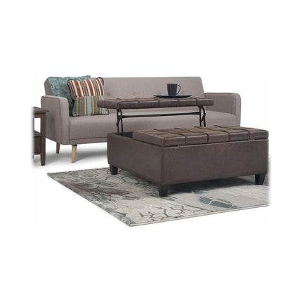 Harrison 36 in. Wide Transitional Square Coffee Table Storage Ottoman