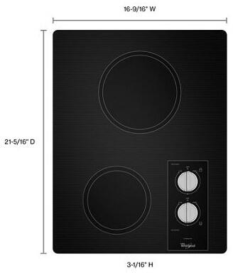 Whirlpool W5CE1522FB 15 Inch Electric Smoothtop Style Cooktop with 2 E
