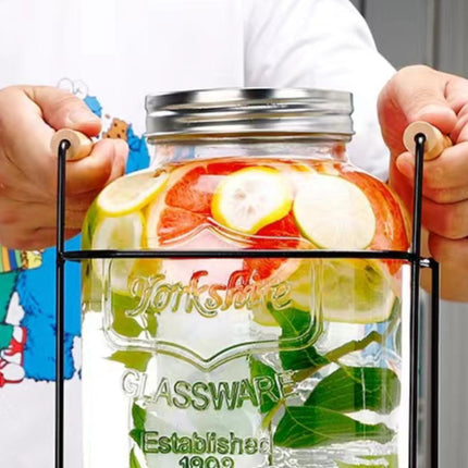 2 Gallon Glass Beverage Dispenser with Stand, Fruit Infuser, and 304 Stainless Steel Spigot and Lid