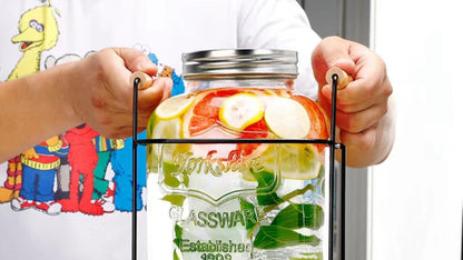 2 Gallon Glass Beverage Dispenser with Stand, Fruit Infuser, and 304 Stainless Steel Spigot and Lid