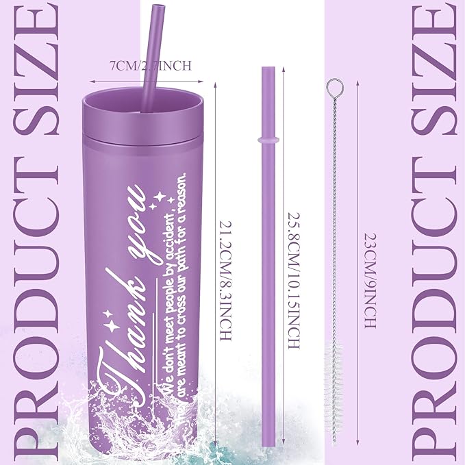 24pc, 16oz Skinny Tumblers Appreciation and Employee Inspirational Gifts Matte Tumblers with Lids and Straws