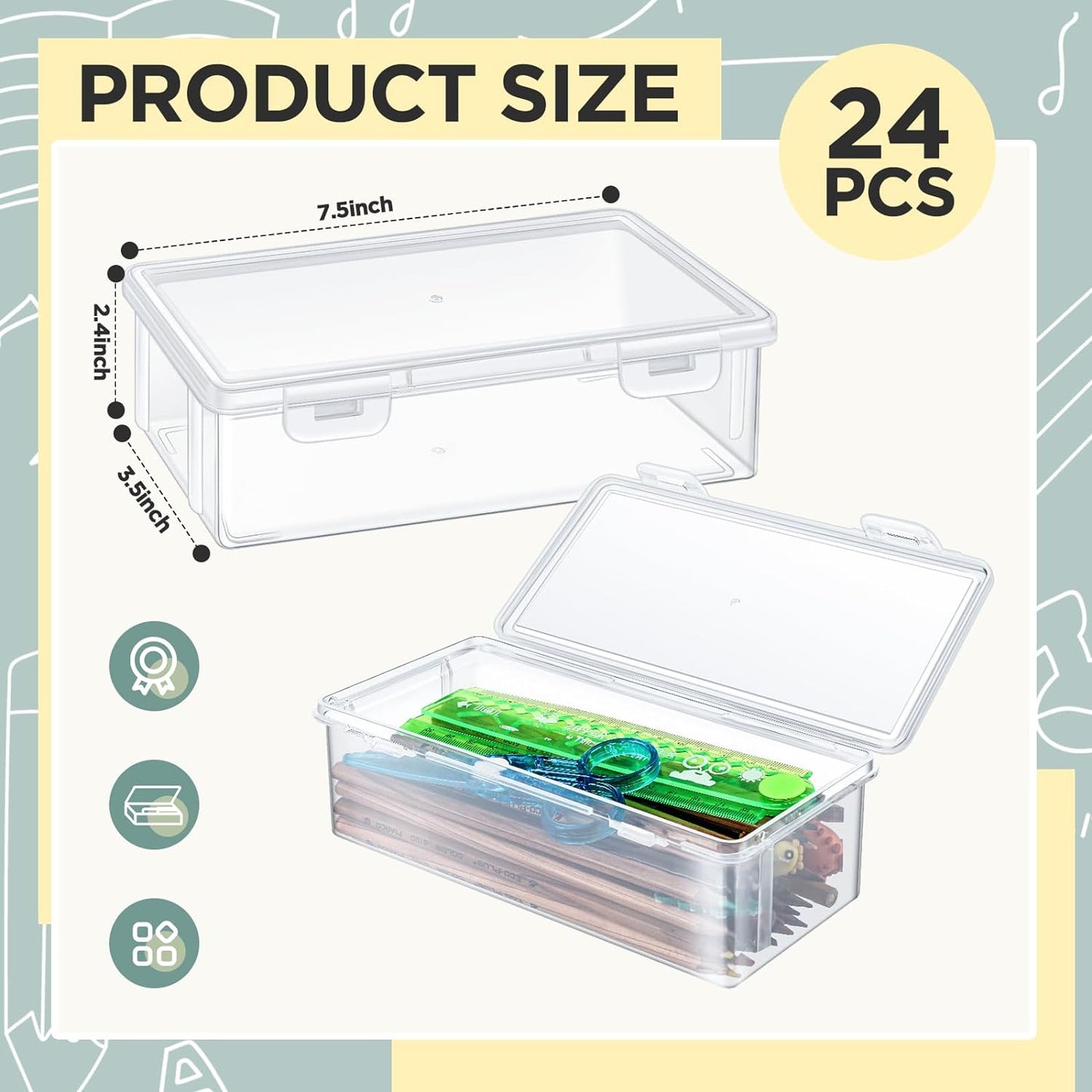 Case of 24 - Craft Storage Boxes Empty Plastic Storage Containers for Small Items DIY Crafts Jewelry Art Supplies Office School Home