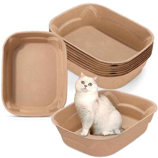 8 Pack, Disposable Cat Litter Box Large Paper Cat Litter Tray