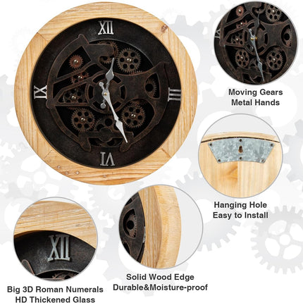 16 inch Large Wall Clocks with Moving Gears