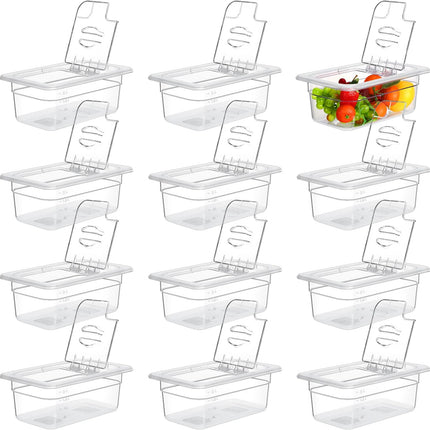 12 Pack 1/4 Size 4 inch Deep Polycarbonate Food Pan with Lid