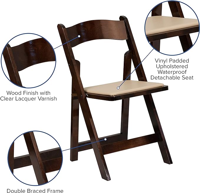 4 Pack HERCULES Series Fruitwood Wood Folding Chairs