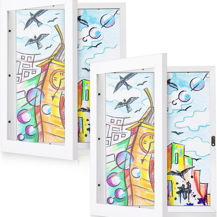 8 Pack - Kids Art Frame, 8 x 11.5 Inch White Kid Artwork Picture Frame Display