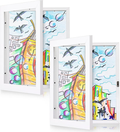 8 Pack - Kids Art Frame, 8 x 11.5 Inch White Kid Artwork Picture Frame Display