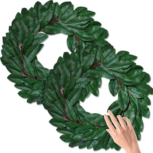 2 Pcs Magnolia Wreath 30 Inch Front Door Wreath Magnolia Leaf Garland Farmhouse Magnolia Wreaths for Indoors