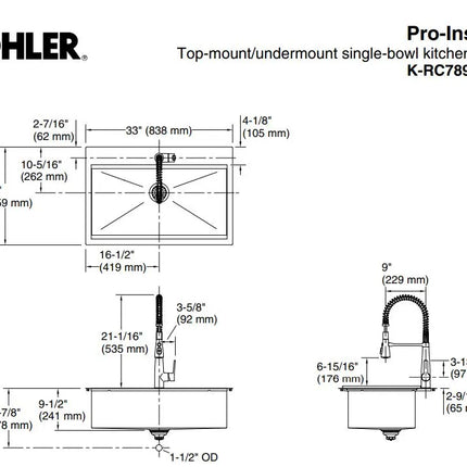 Kohler Pro-Inspired Kitchen Sink Kit with Bamboo cutting board