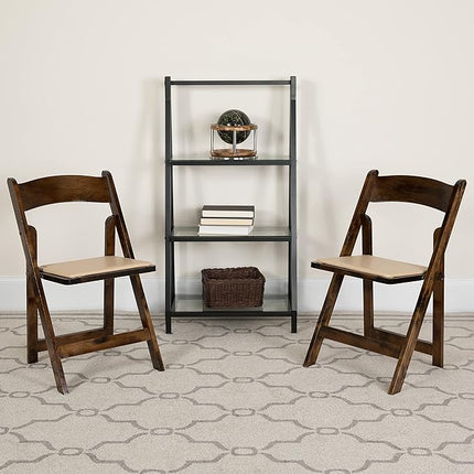 4 Pack HERCULES Series Fruitwood Wood Folding Chairs