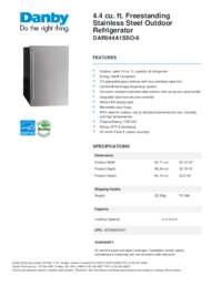 Danby (DAR044A1SSO6) 4.4 CuFt. Outdoor Compact Refrigerator