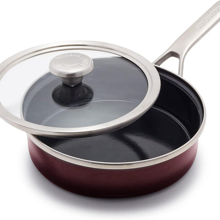 Merten & Storck European Crafted Steel Core Enameled Cookware, Saute Pan Jumbo Cooker with Lid, Induction