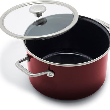 Merten & Storck European Crafted Steel Core Enameled Cookware, 6.3QT Stock Pot with Lid
