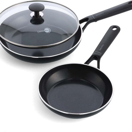 GreenPan SmartShape Healthy Ceramic Nonstick 3-Piece Frypan Set, PFAS-Free, Dishwasher Safe