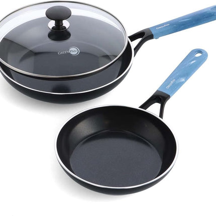 GreenPan SmartShape Healthy Ceramic Nonstick 3-Piece Frypan Set, PFAS-Free, Dishwasher Safe