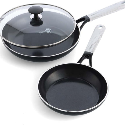 GreenPan SmartShape Healthy Ceramic Nonstick 3-Piece Frypan Set, PFAS-Free, Dishwasher Safe