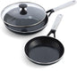 GreenPan SmartShape Healthy Ceramic Nonstick 3-Piece Frypan Set, PFAS-Free, Dishwasher Safe