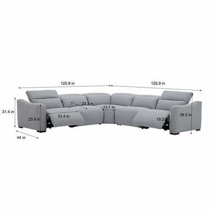 5-piece Power Reclining Fabric Sectional with 3 Power Headrests