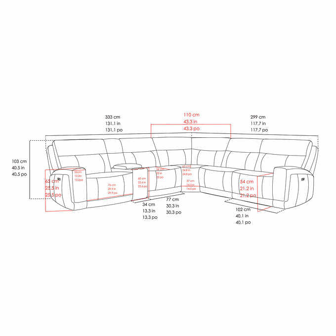 6-piece Leather Power Reclining Sectional with Power Headrests