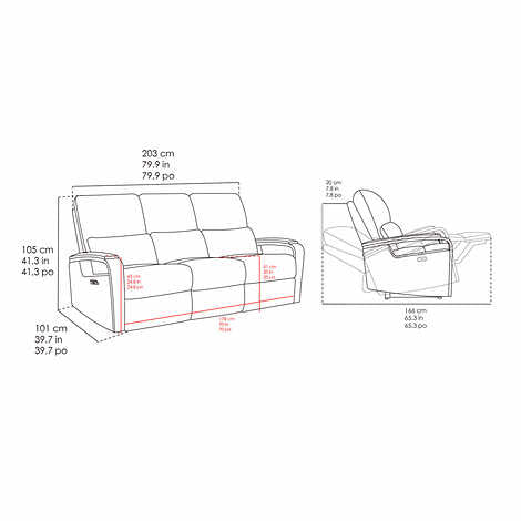 Leather Power Reclining Sofa with Power Headrests (Ivory)