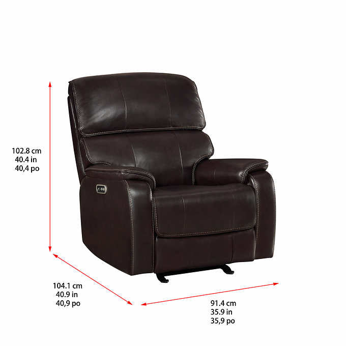 Barcalounger Columbia Leather Power Glider Recliner with Power Headrest