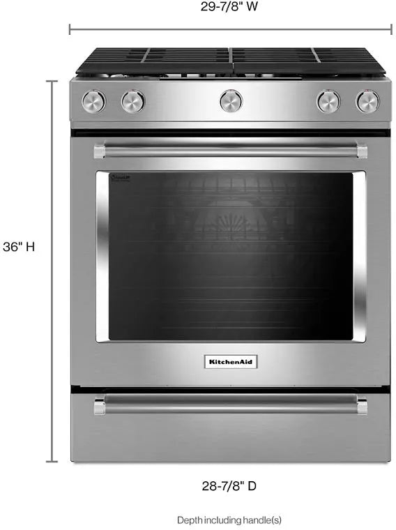 KitchenAid KSGG700ESS Slide-in Gas Range Self-Cleaning Convection