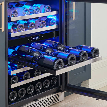 Zephyr PRW24C02BG - 24 Inch Dual Zone Wine Cooler with 45 Bottle Capacity, PreciseTemp™, Active Cooling