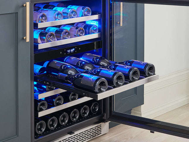 Zephyr PRW24C02BG - 24 Inch Dual Zone Wine Cooler with 45 Bottle Capacity, PreciseTemp™, Active Cooling